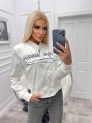 Kurtka bomber satynowy - ecru