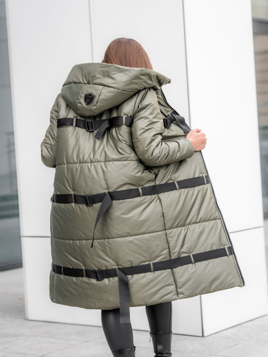 Płaszcz z taśmami Premium - khaki