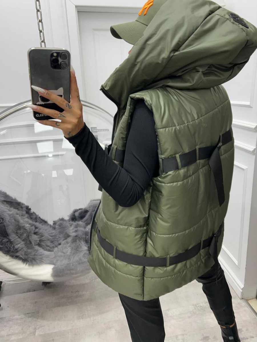 Bezrękawnik z taśmami Premium - khaki