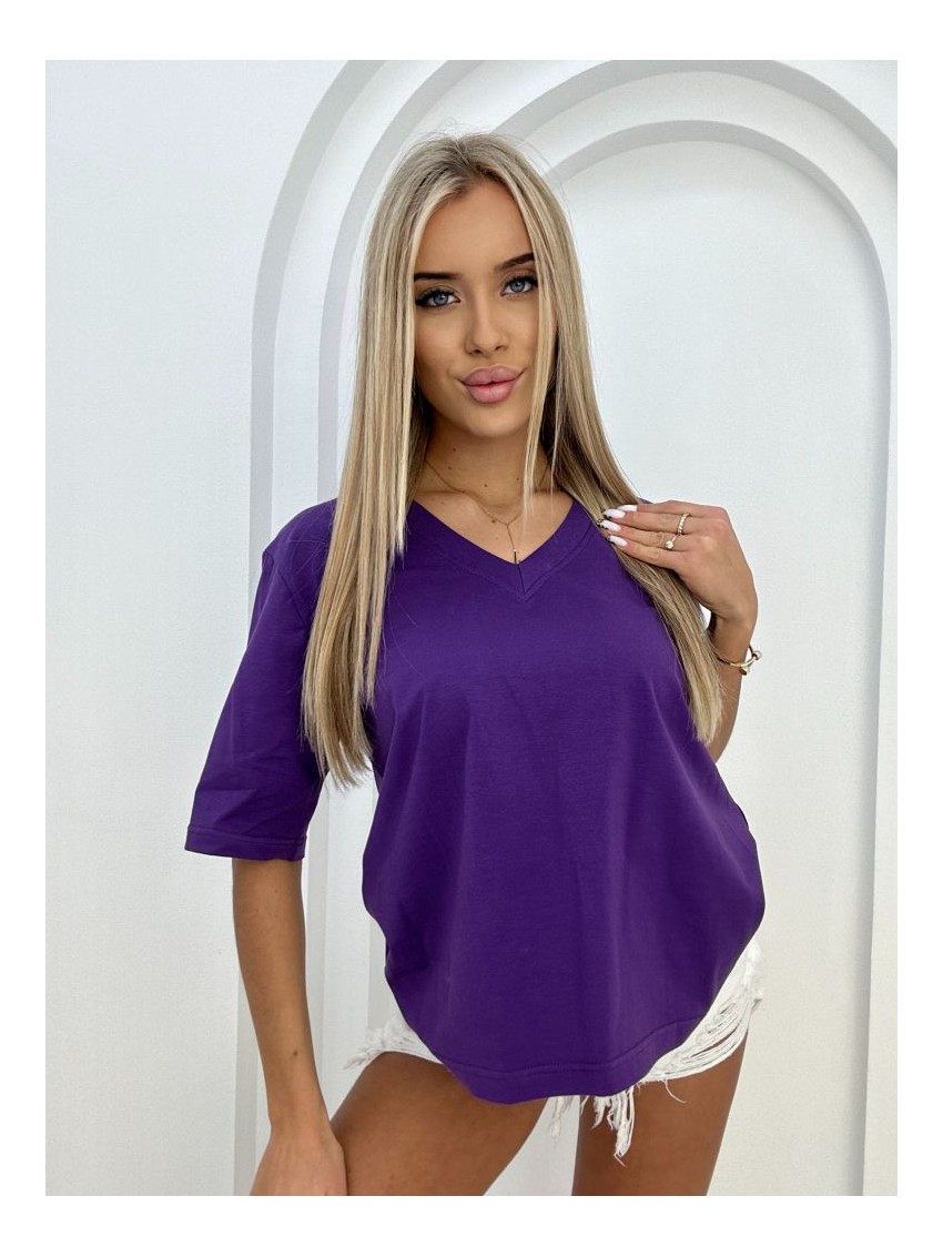 T-shirt basic serek- fioletowy