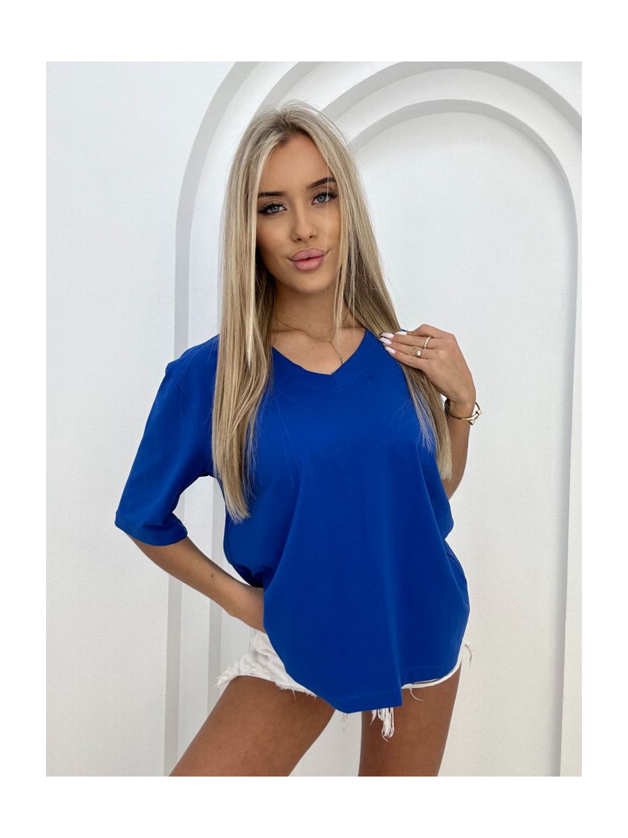 T-shirt basic serek- niebieski