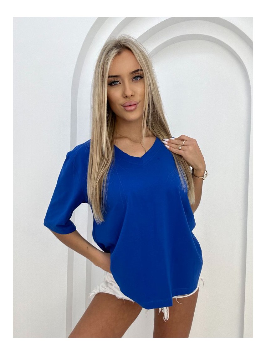 T-shirt basic serek- niebieski