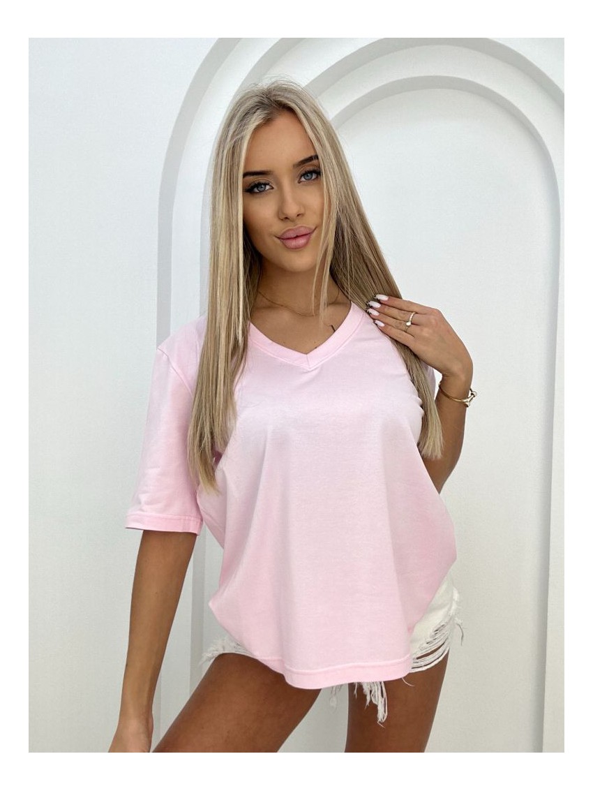 T-shirt basic serek- puder róż