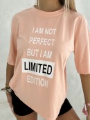 T-shirt I am not perfect but I am limited edition - brzoskwiniowy