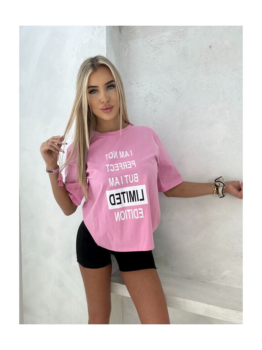 T-shirt I am not perfect but I am limited edition- róż