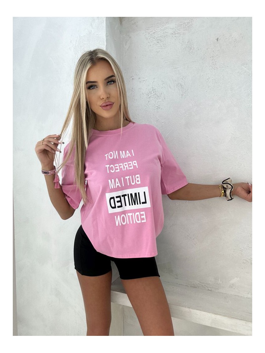 T-shirt I am not perfect but I am limited edition- róż