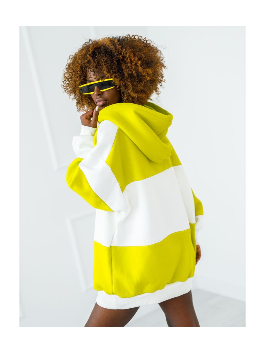 Bluza Selflove z kapturem - limonka z ecru