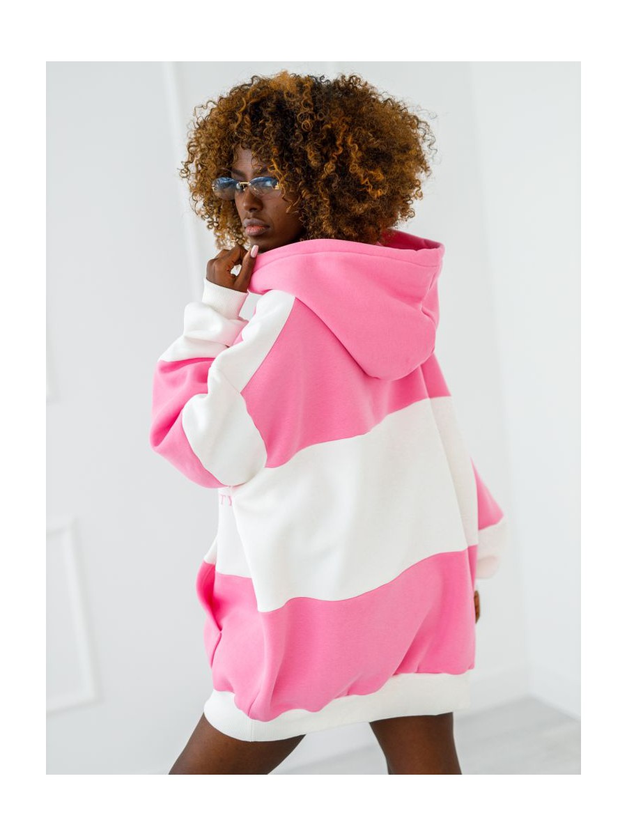 Bluza Selflove z kapturem - róż z ecru