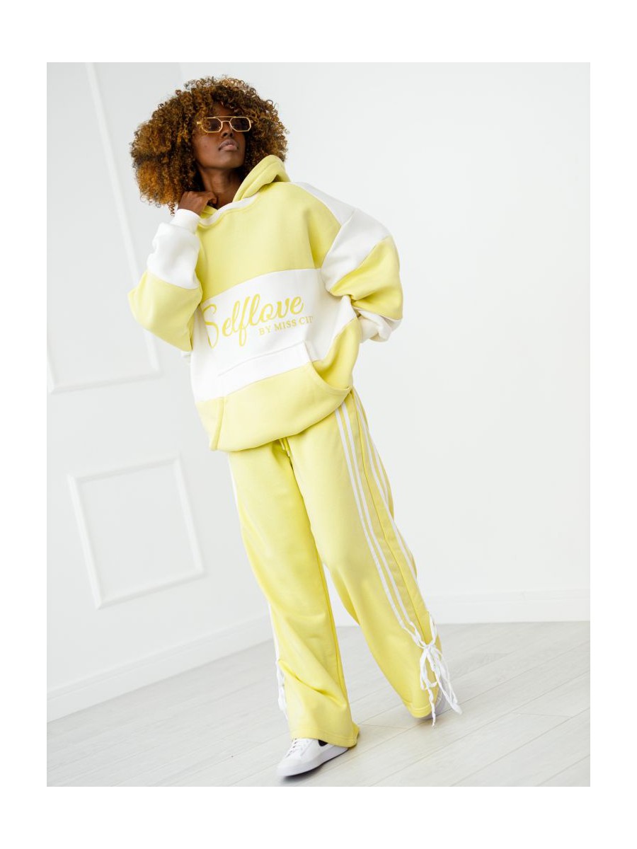 Bluza Selflove z kapturem - żółty z ecru