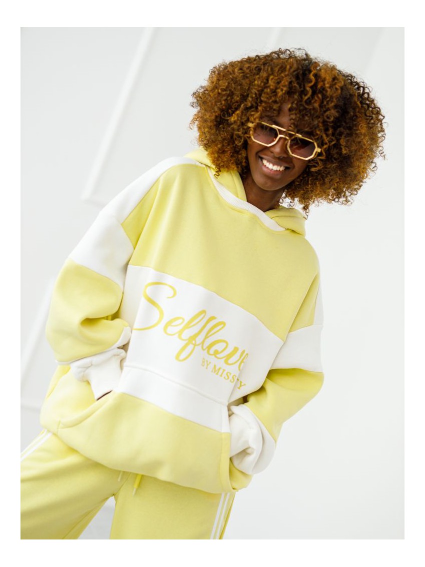 Bluza Selflove z kapturem - żółty z ecru
