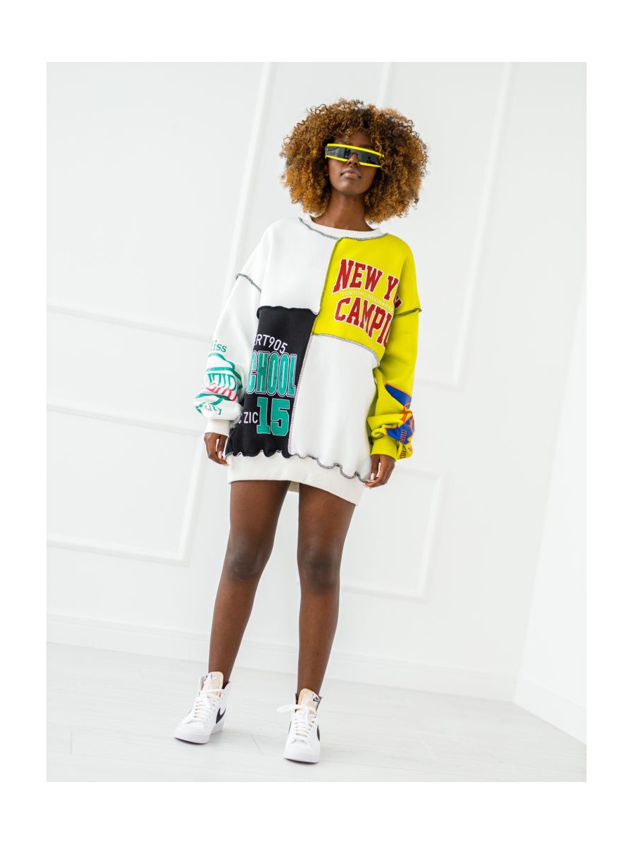 Bluza New York - Ecru z limonką